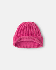 Baby Girl Ribbed Beanie - Pink
