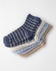 Toddler 4-Pack Ankle Socks in Stripes Made with Organic Cotton
