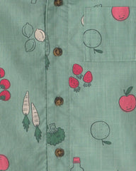 Toddler Boy Veggie Fruit Short-Sleeve Button-Down Shirt - Green