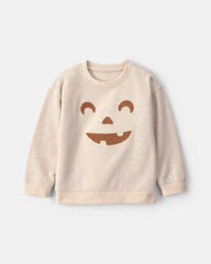 Toddler Pumpkin Halloween Pullover Sweatshirt - Cream